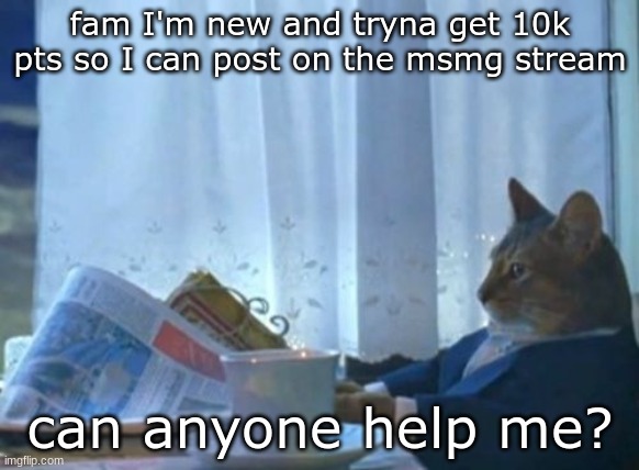 fam I'm new and tryna get 10k pts so I can post on the msmg stream /  can anyone help me?