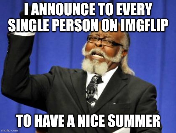 I ANNOUNCE TO EVERY SINGLE PERSON ON IMGFLIP /  TO HAVE A NICE SUMMER