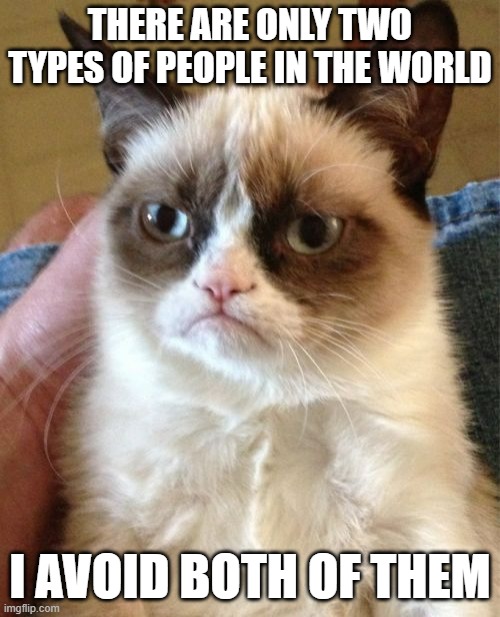 THERE ARE ONLY TWO TYPES OF PEOPLE IN THE WORLD /  I AVOID BOTH OF THEM
