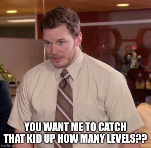 YOU WANT ME TO CATCH THAT KID UP HOW MANY LEVELS??