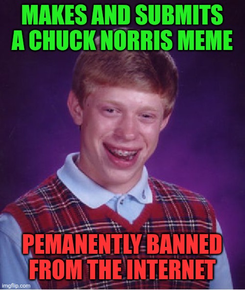 Makes and submits a Chuck Norris meme /  Pemanently banned from the internet