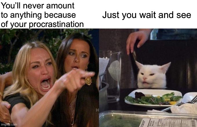 You’ll never amount to anything because of your procrastination /  Just you wait and see