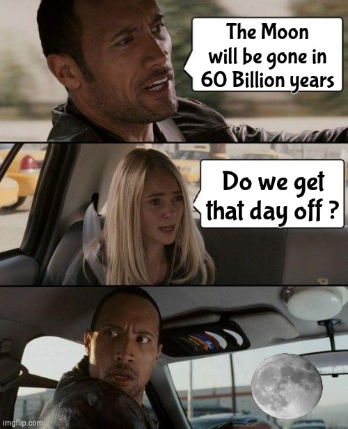 The Moon will be gone in 60 Billion years /  Do we get that day off ?