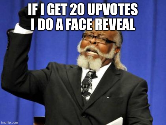 If I get 20 upvotes I do a face reveal