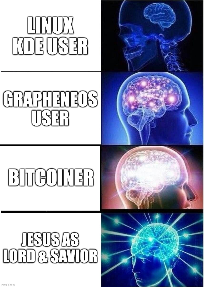 Linux KDE user / GrapheneOS user / Bitcoiner / Jesus as lord & savior